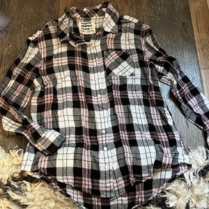 Girls Plaid Button Up